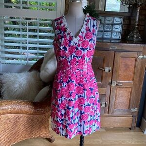 VINEYARD VINES KENTUCKY DERBY ROSE PRINT COTTON DRESS 8 NEW